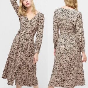 J Crew Leopard Print A-line Button Up Midi Dress Size 2